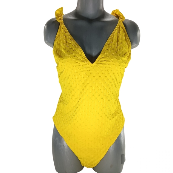 ASOS DESIGN WOMENS SIZE 10 ONE PIECE SWIMSUIT YELLOW SWIMWEAR BODYSUIT - Picture 16 of 16